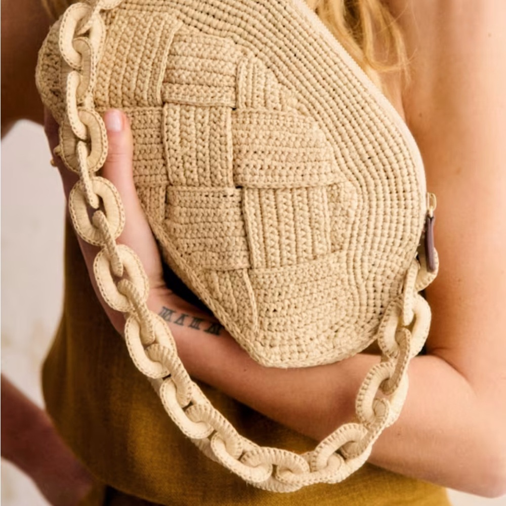 NWT Sezane Cream Woven Shoulder Bag - Picture 3 of 7